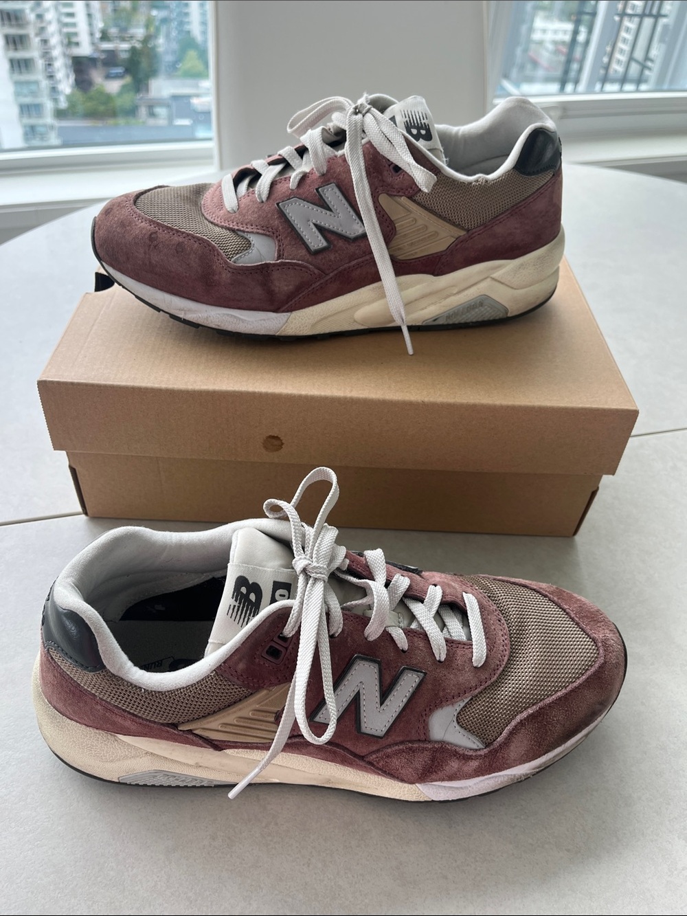 New Balance589 Rollbar  Men's washed  Burgundy Suede & Taupe Mesh Sneakers